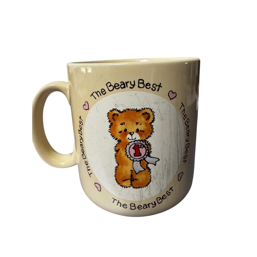 Vintage 1985 Applause The Beary Best Teddy Bear Coffee Mug Japan 6873 Cream